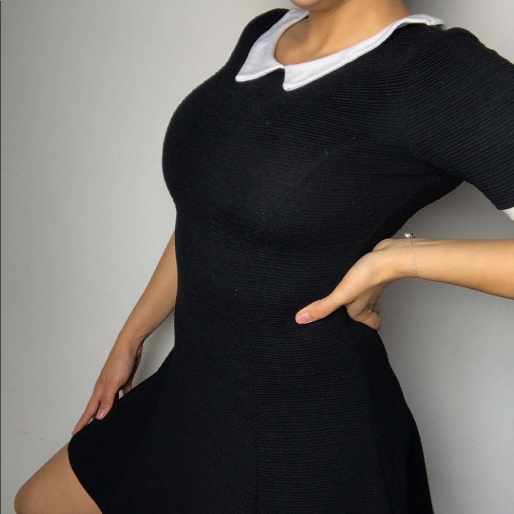 White collar black flowy dress